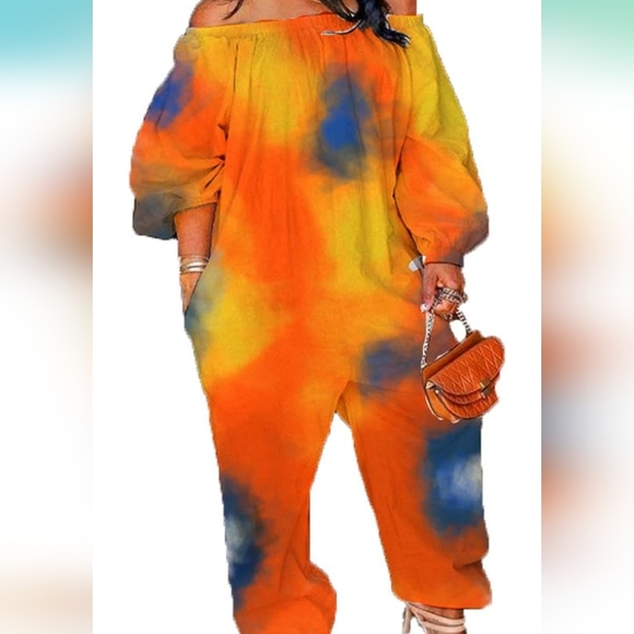 MESLIMA Women's Loose Fit Elastic Off Shoulder Beam Jumpsuit Romper w/ Pockets - Picture 5 of 6